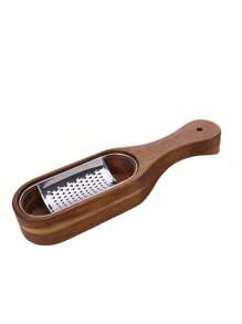 1pc Cheese Grater Stainless Steel Cheese Grater With Wooden Handle Grater Kitchen Handheld Cheese Spoon Grater Multifunctional Cheese Grater Kitchen Gadgets - Multicolor - View 14