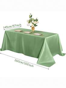 1pc Luxury Satin Tablecloth, 102x57 Inch Rectangular Polyester Table Top Cover, Solid Color, Woven, Suitable For Christmas, Party, Banquet And Wedding