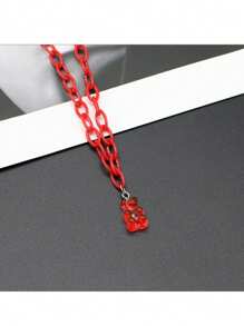 1 Stück Halskette mit kaugummi-farbigem Harz Anhänger für Frauen und Mädchen, Acrylkette Schmuck Großhandel Geschenke