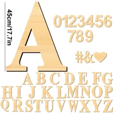 45cm/17in Large Wooden Alphabet Letters A-Z, Numbers 0-9, Blank Unfinished Wooden Letter Number Signs, Cutout Wooden Letters Suitable For Home Wall Decor, Birthday, Wedding, Party, Classroom Decoration - Apricot - View 1