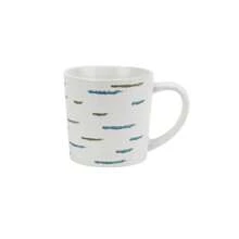 1 件芝麻釉手绘蓝绿陶瓷杯，几何图案牛奶早餐杯，家居伴奏杯 - 默白咖啡杯380ml - 查看 10