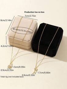 2 件情侣/姐妹配套电镀不锈钢链配铜锆石锁和钥匙吊坠项链套装，优雅珠宝礼物，适合情人节或日常佩戴（不含盒子）、妈妈、母亲、母亲节、礼物 - 金色 - 查看 5