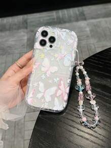 蝴蝶设计挂绳手机壳 - 基本保护性手机壳兼容 Iphone 11/12/13/14/12 Pro Max/11 Pro/14 Pro/15/XS Max/X/XR/7/8/8 Plus/16，生日、女朋友、男朋友的完美礼物 - 超级防震、防刮 - 彩色 - 查看 4