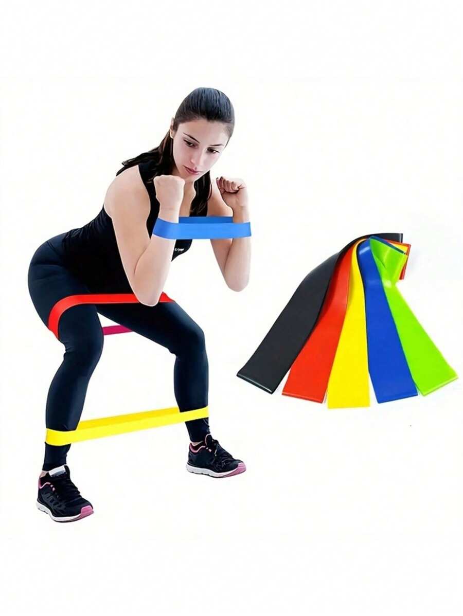 TPE Elastic Resistance Band Set For Yoga And Fitness With 5 Tension Circles And Black Bag - Ideal For Squats, Hip Circles, And Full-Body Workouts TPE Any Venue - Multicolor - View 1