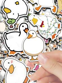 50 stuks Witte Gans Doodle Sticker Goedkope Sticker Vinyl Sticker Voor Dagboek Sticker Hand Tent Sticker Versier Feest Skateboard Telefoonhoesje Waterbeker Gitaar Sticker Sticker Diy Sticker Laptop Sticker