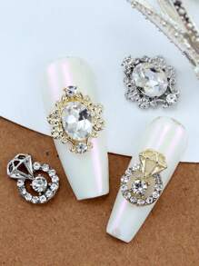 10 Pieces Per Pack Of Nail Art Nail Accessories, Three-Dimensional Exquisite Rhinestone Rings, Large Oval Nails, Charm Diy Nail Products Nail Supplies Nails Nail Charms Nail Gems