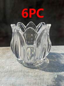 12pcs Tulip Flower Glass Candle Holders, Crystal Glass Cup Wedding Decor Candle Stands
