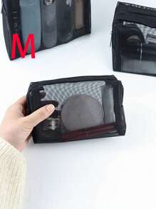 1/3 Pieces Transparent Mesh Makeup Bag, Toiletries Makeup Bag, Portable Zipper Makeup Bag, Large Capacity Portable Travel Makeup Bag, Professional Makeup Bag, Travel Makeup Bag, Multifunctional Coin Wallet, Toiletries Bag, Skincare Bag