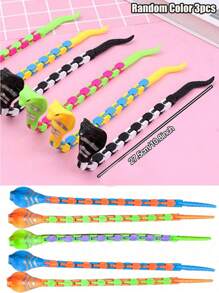 Set de 3 piezas de juguetes transformables con cadena tipo cobra de colores aleatorios, juguetes antiestrés, juguetes para adolescentes