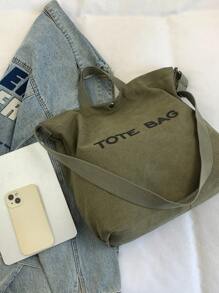 Túi Tote Canvas Họa Tiết Chữ Dung Tích Lớn Cho Nữ, Túi Xách Thời Trang Đeo Vai Đi Làm Thường Ngày, Túi Satchel Nữ Trọng Lượng Nhẹ Tối Giản Dung Tích Lớn, Túi Tote Đeo Chéo Cổ Điển Đa Năng, Túi Tote Nữ Phong Cách Đơn Giản Mới Phù Hợp Đi Làm Đi Học, Túi Đi Học Phong Cách Nghệ Thuật Cho Thanh Thiếu Niên, Túi Sách Cho Phụ Nữ Hoặc Học Sinh, Hoàn Hảo Cho Sách, Mua Sắm, Quay Lại Trường Học Và Nhiều Hơn Nữa - màu xanh lá - Xem 8
