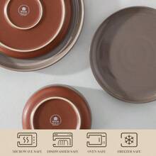 Plates And Bowls Sets, 12 Pieces Modern Stoneware Dinnerware Set For 4 Kitchen Dinner Set Ceramic Dishware Dishes Set Microwave And Dishwasher Safe - Brown - View 4