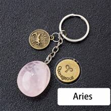 1 pezzo Portachiavi con pietra preziosa naturale dello zodiaco, quarzo cristallo o ametista, per decorare chiavi di auto o borse - multicolore - Visualizzare 20
