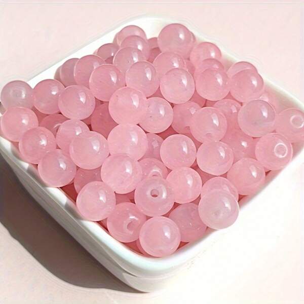 100pcs 6mm Candy-Colored Glass Beads, Imitation Jade Finish, For DIY Jewelry Making - Material: Glass, Perfect For Bracelets & Necklaces