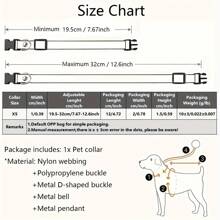 Studded Pet Collar With Bow Tie And Bell, Adjustable Buckle Dog Cat Collar, 22-32cm/8.66-12.6 Inch
