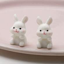 5/10pcs Cute Rabbit Figurines, Resin Miniature Rabbit Statues For Home, Micro Landscape Decoration - Multicolor - View 4