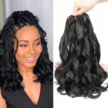 1 Pack French Curl Braiding Hair 12 Inch Pre Stretched Bouncy Curly Hair Easy Braid Crochet Hair Wavy Texture Synthetic Hair Extensions For 50g/Pack