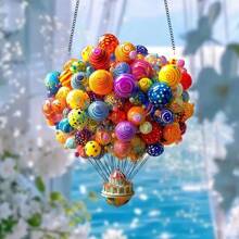 Glam Style Colorful Hot Air Balloon Garden Suncatchers, Acrylic Window Hanging Decor, Multipurpose For Valentine'S Day, Garden & Outdoor Spaces