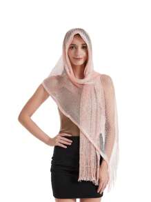 1pc 210*50cm Silk-Like Openwork Scarf/Shawl, Dual-Use Summer Headscarf & Shoulder Wrap, Gold Color