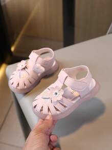 1双女童夏季平底凉鞋软底时尚凉鞋小公主休闲凉鞋优质之选陪伴孩子快乐成长 - 粉色 - 查看 5