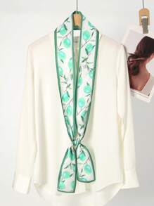 1pc Spring/Autumn Lemon Print Satin Scarf, Ribbon, Neck Wrap And Hair Band - Multicolor - View 9