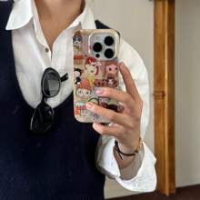 复古小众时钟与肖像插画手机壳，适用于 Apple 17 Pro Max/17 Air/ 16 Pro Max/15 Pro Max/14 Pro/13 Pro/13/12 Pro Max/12 - 棕色 - 查看 7