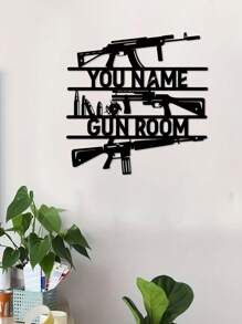 1 件定制双酷突击步枪墙饰、冲锋枪标志、复古风格金属机枪装饰、枪械爱好者铁板 - 个性化名称、文字内容 - Gunlover 定制装饰、第二修正案礼品枪军事艺术礼物生日毕业、多功能、耐用、装饰性、可重复使用、精致、时尚、高品质、色彩鲜艳、现代、定制、个性化、独特、适合他的理想礼物、适合她的理想礼物、男朋友、爸爸、女朋友、妈妈、家人、朋友、茶室、家庭、花园、办公室、家居装饰