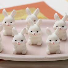 5/10pcs Cute Rabbit Figurines, Resin Miniature Rabbit Statues For Home, Micro Landscape Decoration - Multicolor - View 3