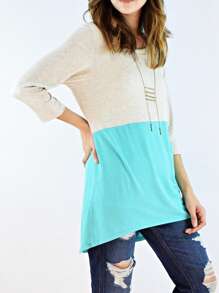 Black White Pink Mint Color Block 3/4 Sleeve Top Shirt Blouse | S-3X - 麥片 - 查看 2