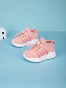 全新儿童休闲软底透气网眼一脚蹬户外运动鞋，简约风格，适合所有季节 - 粉色 - 查看 4