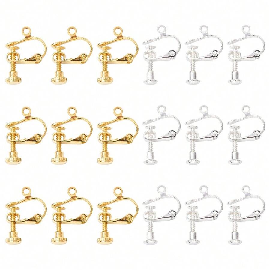 20Pcs 2 Colors Ear Clip Converter Clip On Earring Converter Components For No-Pierced Ears DIY With Screw Adjustment
