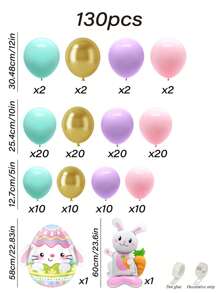 66/130 piezas Kit de arco de globos para Pascua, decoraciones de fiesta de Pascua con globos dorados y pastel, globos de foil con conejos, zanahorias y huevos de Pascua para decorar fiestas temáticas de Pascua, cumpleaños y baby shower de primavera