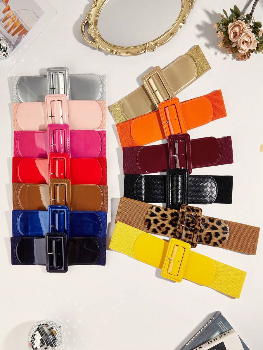 Cinto de malha feminino, decoração elástica na cintura, adequado para vestidos, casacos, verão versátil, outono escolar, outono, Halloween - cinto casual - Ver 1