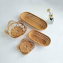 Đĩa trái cây/Đĩa ăn nhẹ bằng mây đan, Đĩa trà rỗng, Đĩa nhỏ thủ công, Đĩa trà chiều, Tấm lót cốc - Màu vàng - Xem 10