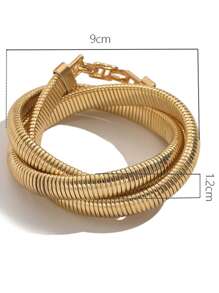 1pc Exaggerated Multi-Layer Snake Shaped Bracelet For Women, Suitable For Daily Wear - Yellow Gold - View 7
