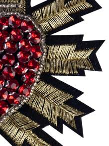 2pcs Red Girl Handmade Beading Crown Heart Patch, Personalized DIY Clothing Accessory Embroidery Sewing Iron-On Patch Applique Decoration Badges Brooch For Clothes, Shoes, Bags, Festival Party