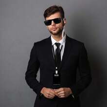 嘉年华/万圣节特工服装套装包括时尚眼镜、拉链领带、徽章、道具和假耳塞，适合外星人主题派对服装。 - 多色 - 查看 5