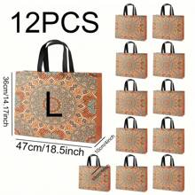 12pcs Mixed Color Woven Tote Bag Gift Box With Handle - Waterproof, Shrink-Proof, Foldable Shopping Bag, Clothes, Wedding, Party - 3 Sizes Reusable Gift Packaging, For Mother's Day, Bridesmaid Gifts, Graduation Gifts, Birthday Gifts, Wedding Gifts, Birthday, Bride, Wedding