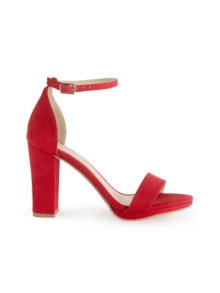 Gabriela's Zapatilla Mujer Tacon Ancho Punta Abierta Dama Basico - Rojo - Ver 2