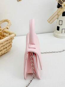 1 Pc New Mini Solid Color Simple Pu Material Handbag For Girls, Interchangeable Metal Strap, Crossbody And Handheld, Fashionable And Elegant For Parties, Shopping, Banquets, Eid Gift