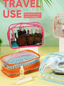 1pc(S/M/L)White Portable Clear Makeup Bags With Zippers, Perfect For Music Festival Makeup Organizer Makeup Storage Bag Mini Pouch Travel Small Makeup Case Accessories Make Up Holder Brush Bag Make Up Container Cosmetic Bag Travel Essentials Ladies Accessories Travelling Stuff School Supplies Make Up Bag Holiday Essentials Makeup Pouch Holiday Winter 2024 - Red - View 9