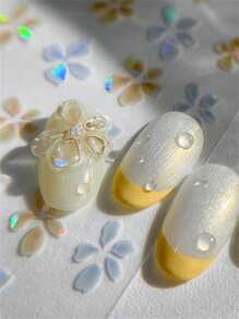 1 件 5D 贝壳 5 瓣花极光美甲贴纸套装 - 极简主义 DIY 美甲装饰，送给女朋友、母亲、生日礼物，2025 年春季