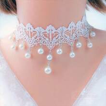Women Fashionable Faux Pearl Decor Choker, For Party