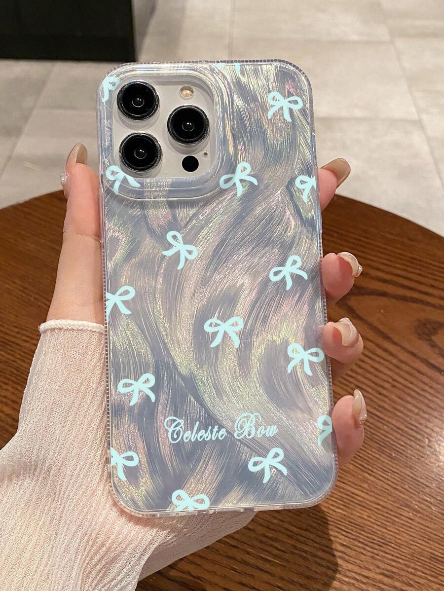 Bow-Knot 1 件高端蝴蝶结图案羽毛蕾丝手机壳，防滑防震羽毛激光手机保护套，适用于 iPhone 16/11/13/15/15 Plus/15 Pro/15 Pro Max/12/14 Pro Max/11 Pro Max/12 Pro/12 Pro Max/13 Pro/13 Pro Max/14 Pro/14 Plus - 彩色 - 查看 1