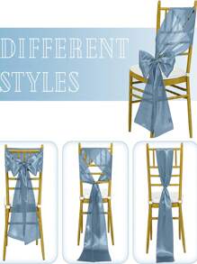 10 chiếc nơ satin màu xám xanh dùng để buộc ghế, ruy băng lụa, thích hợp cho tiệc chiêu đãi, sinh nhật, sự kiện, tiệc liên hoan, tiệc cưới tại khách sạn. - Màu xanh bụi bặm - Xem 5