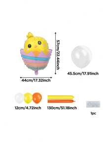 17pcs/Set Easter Chick/Egg Shaped Foil Balloons - 5 Inches And Oblong, Yellow And Orange Latex Balloons, Yellow/Orange Party Decorations, Suitable For Easter Celebration