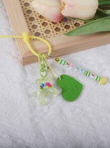 1 件定制 PU 心形、可爱夜光小狗项链、彩色硅胶串珠字母钥匙扣、定制名字、定制包包挂件、定制礼物、别致秋季、服饰配饰、定制钥匙扣和配饰 - 彩色 - 查看 3