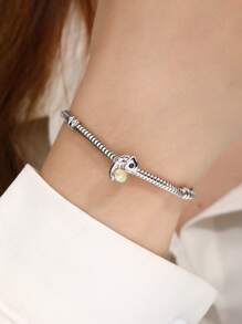 1 pieza Pulsera con dije de lagarto de plata esterlina S925, pulsera de cuentas de moda DIY apta para uso diario y festivo, serie de regalos elegante para enamorados - GS243 - Ver 4
