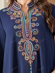 Abito ampio e lungo in stile arabo, ricamato, elegante e lussuoso per donne musulmane