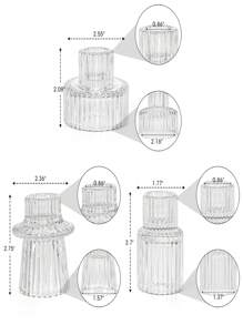 1/3件透明蠟燭台，2種使用方式，適用於各種蠟燭，可用於餐桌裝飾、約會裝飾、情人節派對裝飾、房間裝飾、裝飾禮品。錐形玻璃蠟燭台，茶蠟燭台，適用於餐桌中心裝飾、婚禮裝飾、晚餐派對、生日、畢業典禮等場合。 - 透明 - 查看 5