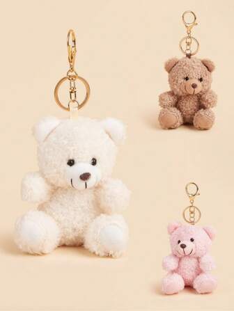 1 PIEZA Nuevo llavero con muñeco de peluche de oso de peluche rizado de estilo de dibujos animados, pequeño regalo lindo para funda de teléfono, accesorios de bolsa, llavero de coche, muñeca de tela, decoración de mochila, para uso diario, salidas casuales, otoño e invierno, bodas, duchas nupciales, duchas de bebé, despedidas de soltera, graduación, Navidad, cumpleaños, aniversarios, regalos para novios, novias, familia, maestros, mejores amigos, compañeros de clase, mochila para la escuela